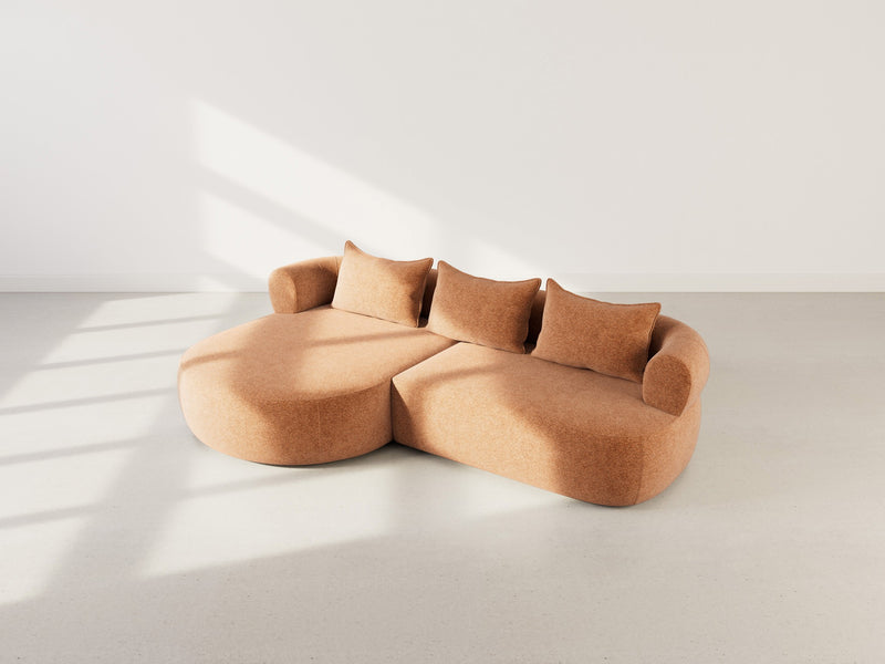 Angela - Sofá esquinero - 4 plazas - Terciopelo texturizado - Terracota