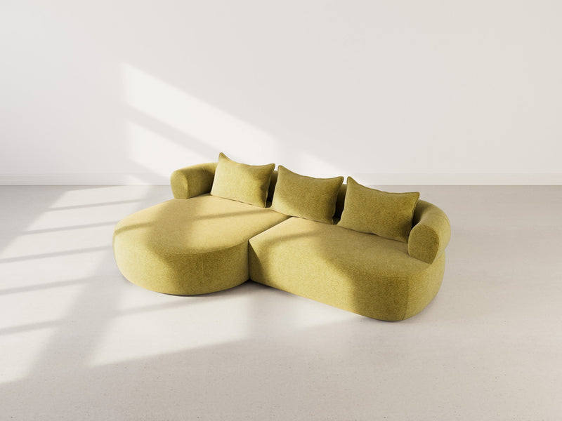 Angela - Canapé D'Angle - 4 Places - Velours Texturé - Vert