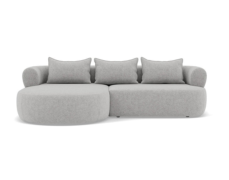 Angela - Canapé D'Angle - 4 Places - Velours Texturé - Gris Clair