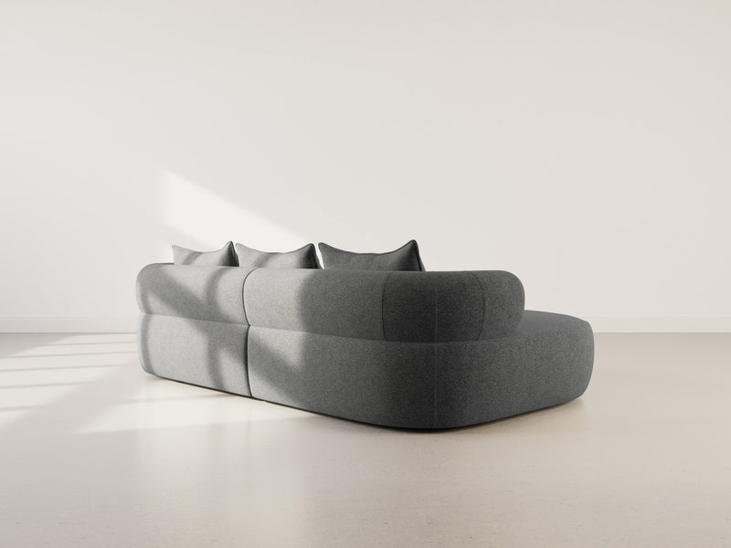 Angela - Canapé D'Angle - 4 Places - Velours Texturé - Noir