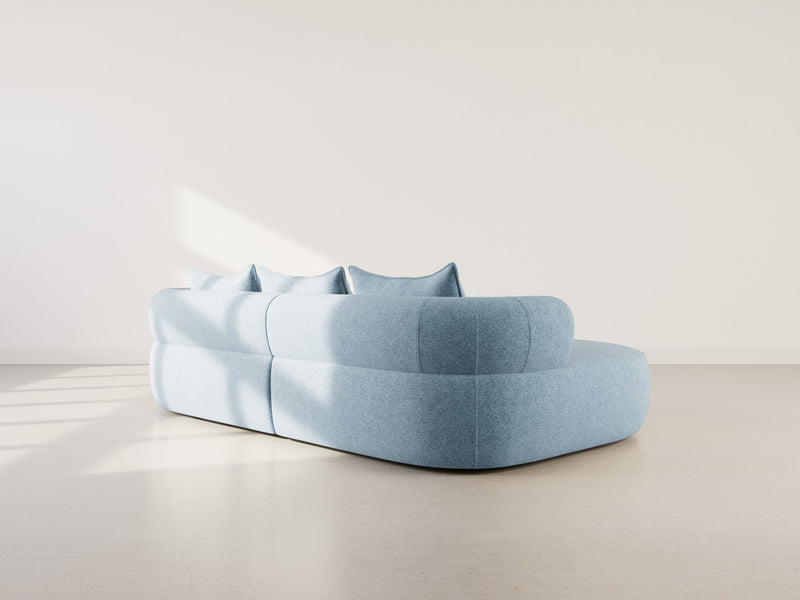 Angela - Canapé D'Angle - 4 Places - Velours Texturé - Bleu