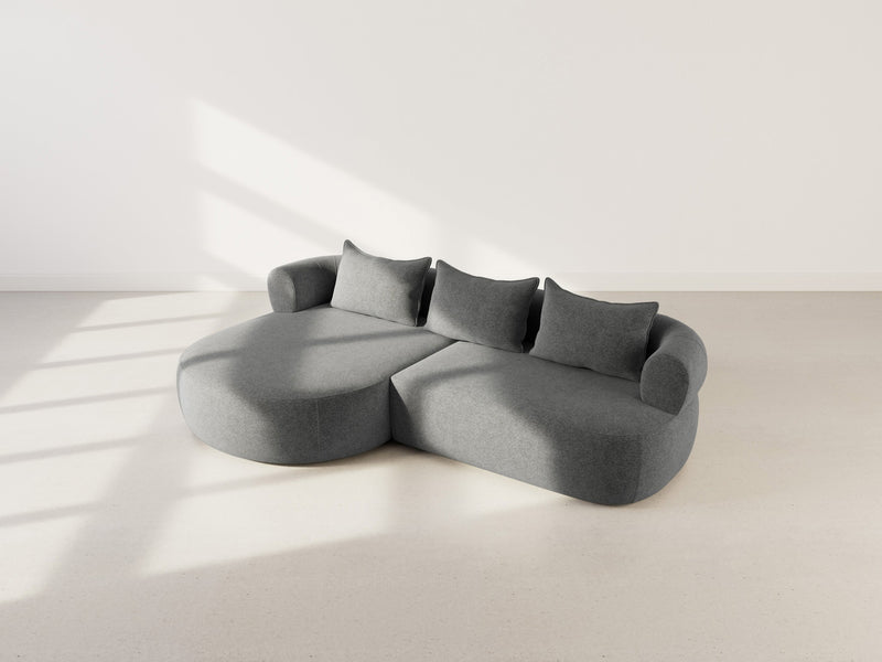 Angela - Canapé D'Angle - 4 Places - Velours Texturé - Noir