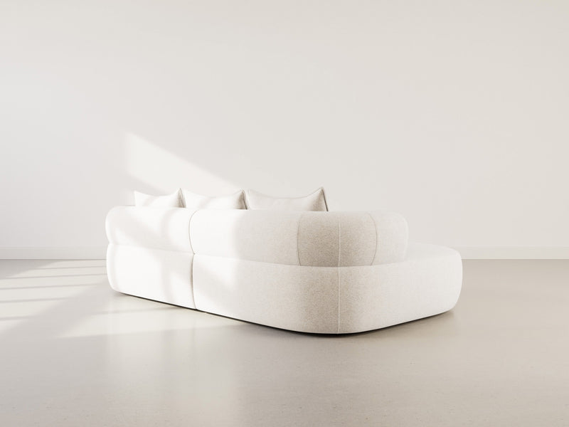 Angela - Canapé D'Angle - 4 Places - Velours Texturé - Beige