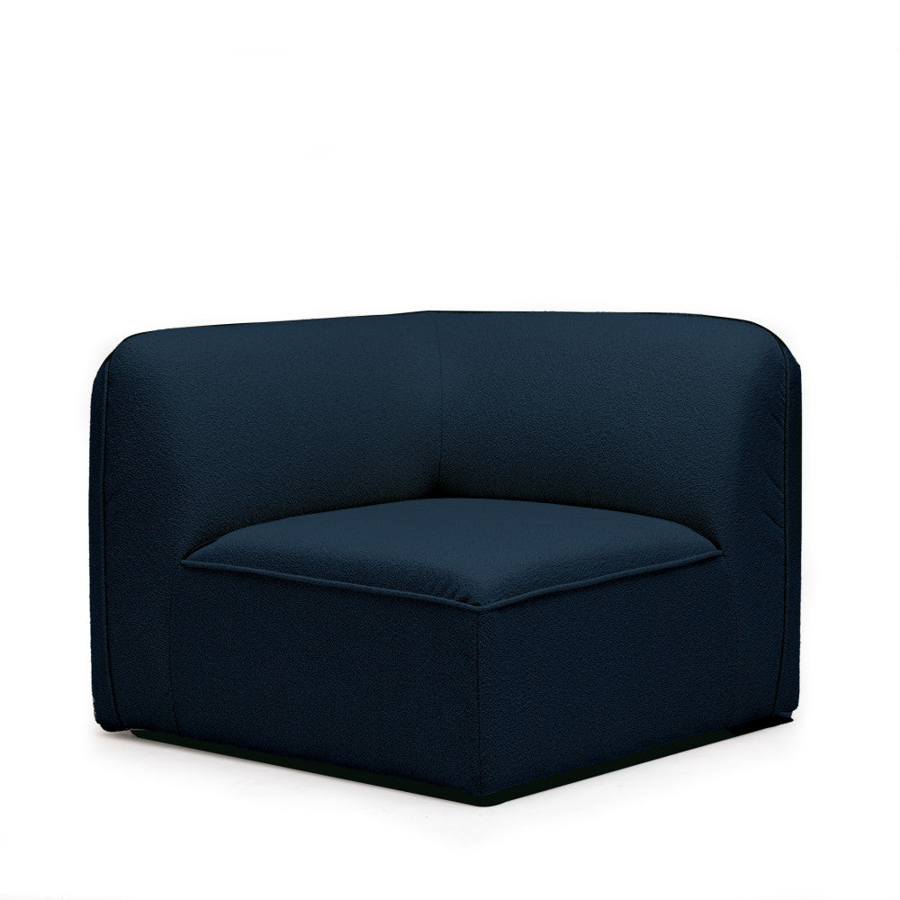 Noor - Módulo de esquina reversible para sofá modular - Tela bouclé - Azul marino