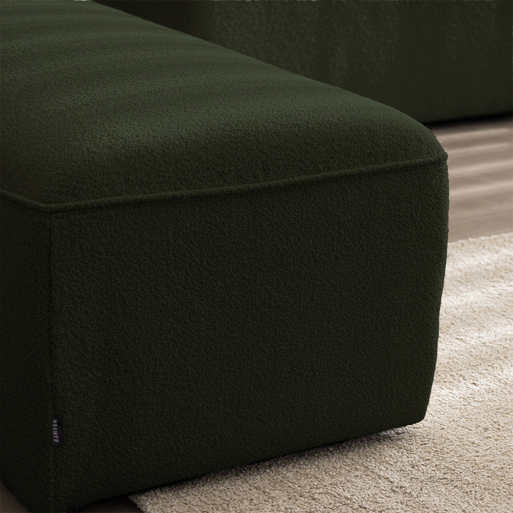 Noor - Módulo de esquina reversible para sofá modular - Tela bouclé - Verde caqui