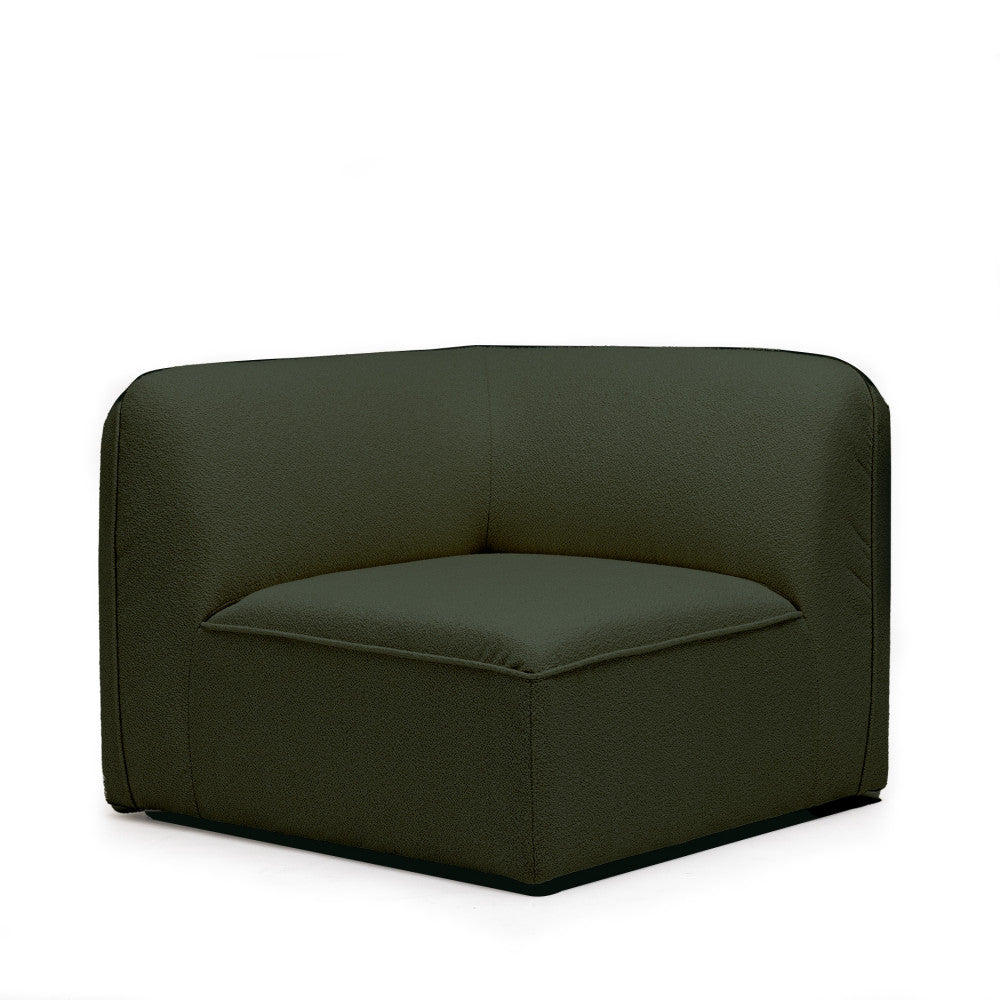 Noor - Módulo de esquina reversible para sofá modular - Tela bouclé - Verde caqui