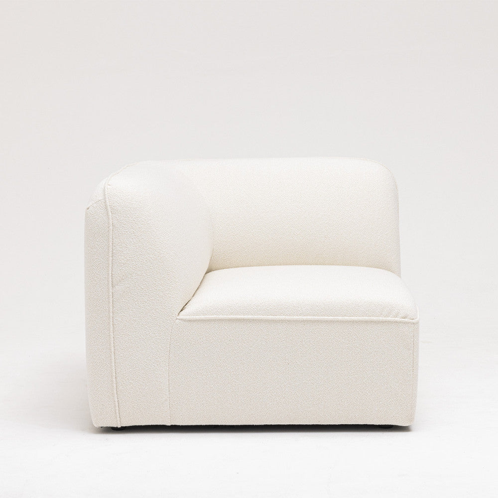 Noor - Reversible Corner Unit for Modular Sofa - Bouclé Fabric - Ivory White