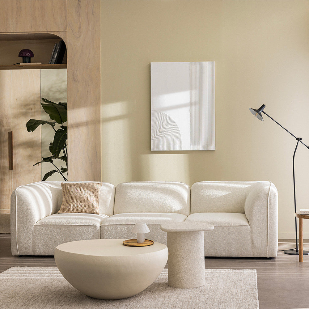 Noor - Reversible Corner Unit for Modular Sofa - Bouclé Fabric - Ivory White