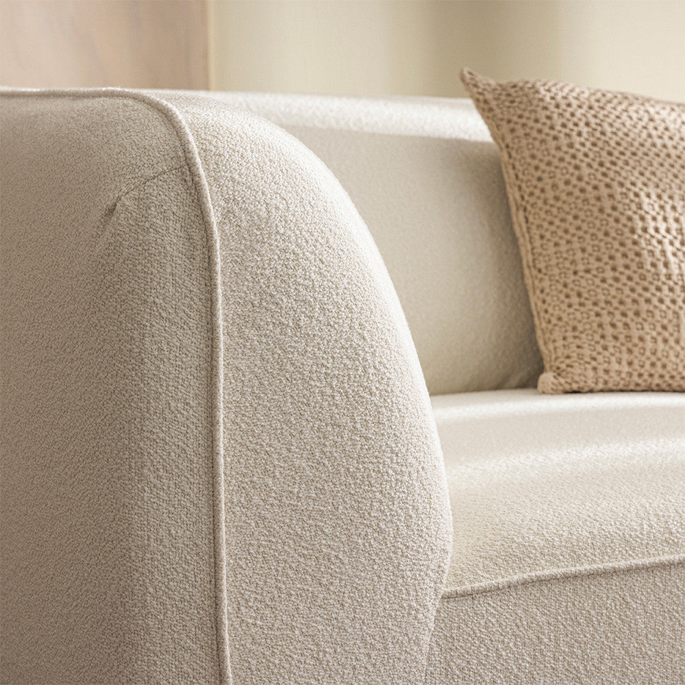 Noor - Reversible Corner Unit for Modular Sofa - Bouclé Fabric - Ivory White