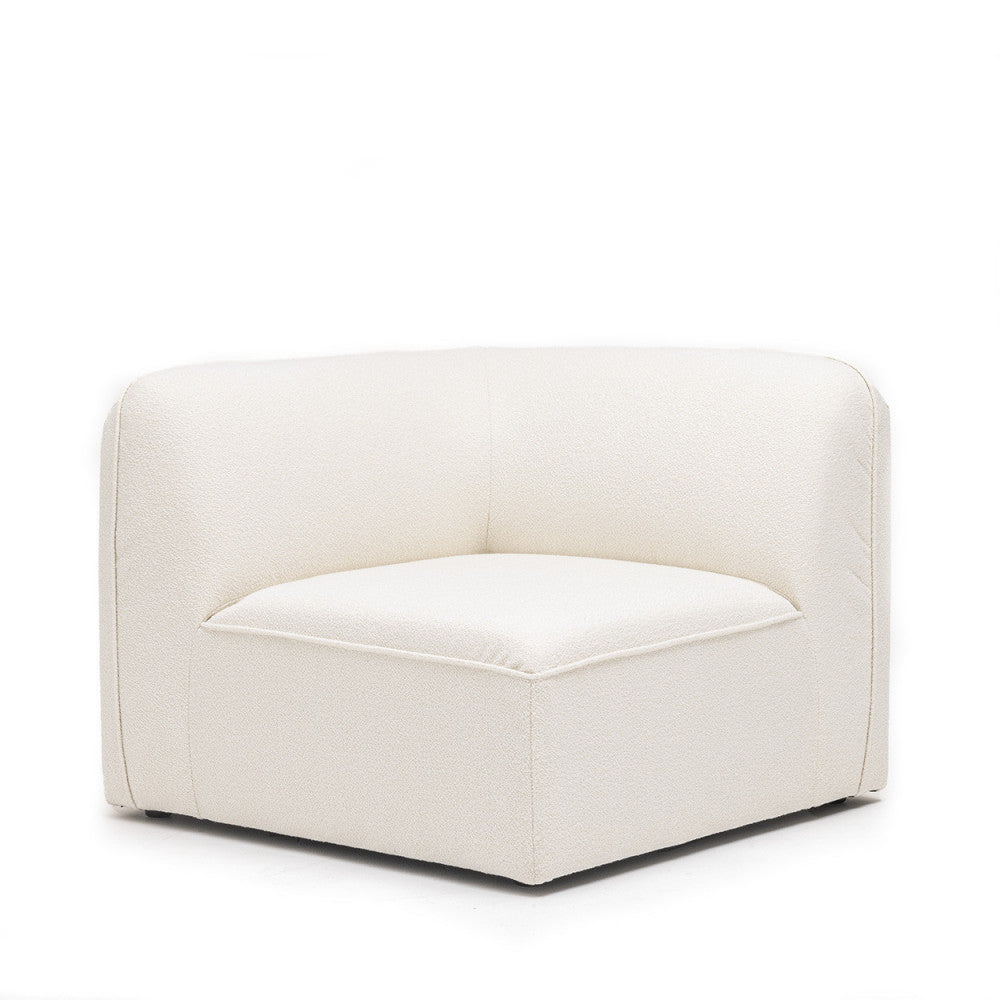 Noor - Reversible Corner Unit for Modular Sofa - Bouclé Fabric - Ivory White