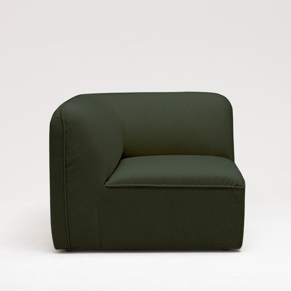 Noor - Módulo de esquina reversible para sofá modular - Tela bouclé - Verde caqui