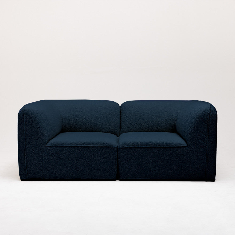 Noor - Módulo de esquina reversible para sofá modular - Tela bouclé - Azul marino