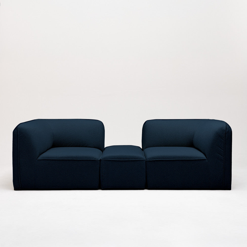 Noor - Módulo de esquina reversible para sofá modular - Tela bouclé - Azul marino