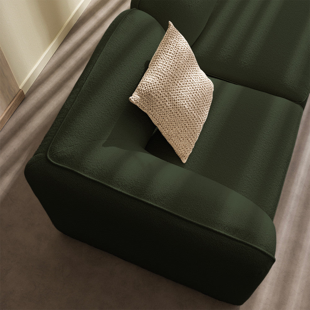 Noor - Módulo de esquina reversible para sofá modular - Tela bouclé - Verde caqui