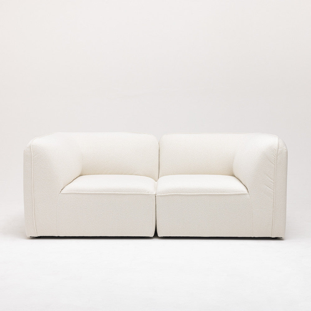 Noor - Reversible Corner Unit for Modular Sofa - Bouclé Fabric - Ivory White
