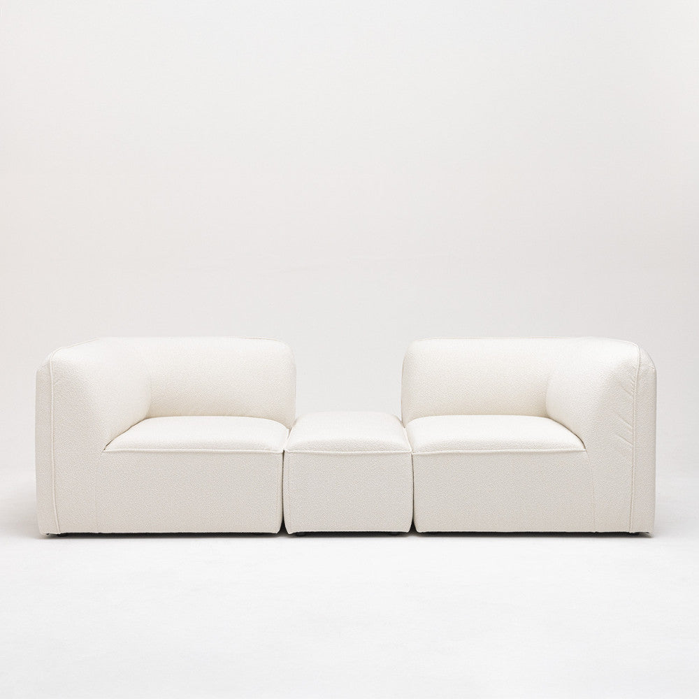 Noor - Reversible Corner Unit for Modular Sofa - Bouclé Fabric - Ivory White