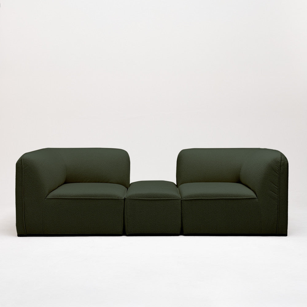 Noor - Módulo de esquina reversible para sofá modular - Tela bouclé - Verde caqui