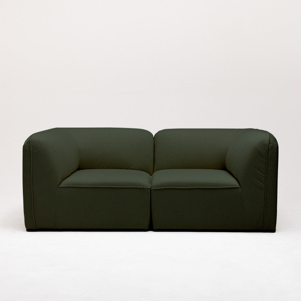 Noor - Módulo de esquina reversible para sofá modular - Tela bouclé - Verde caqui