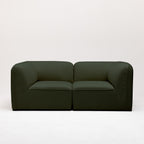 Noor - Módulo de esquina reversible para sofá modular - Tela bouclé - Verde caqui