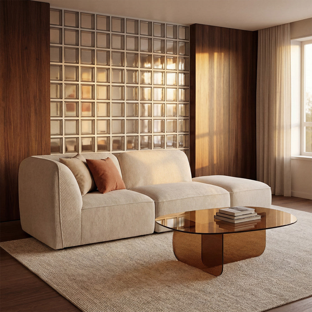 Noor - Reversible Corner Unit for Modular Sofa - Corduroy - Ecru