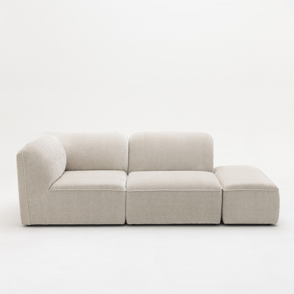 Noor - Reversible Corner Unit for Modular Sofa - Corduroy - Ecru