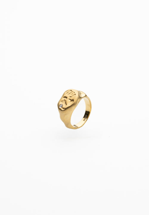 Bague Ronde Avec Zircon Et Cire