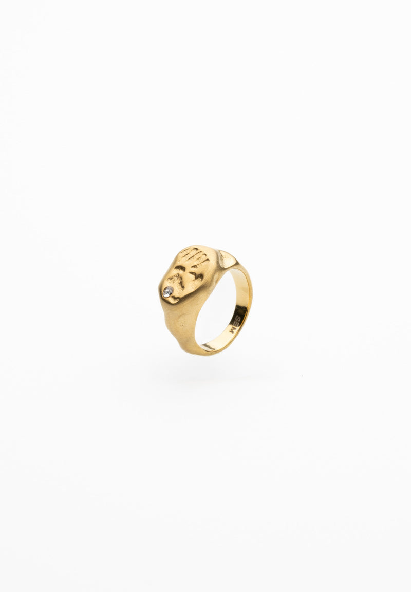 Bague Ronde Avec Zircon Et Cire