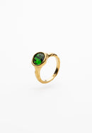 Bague Ronde En Cristal Vert