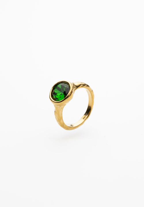 Bague Ronde En Cristal Vert