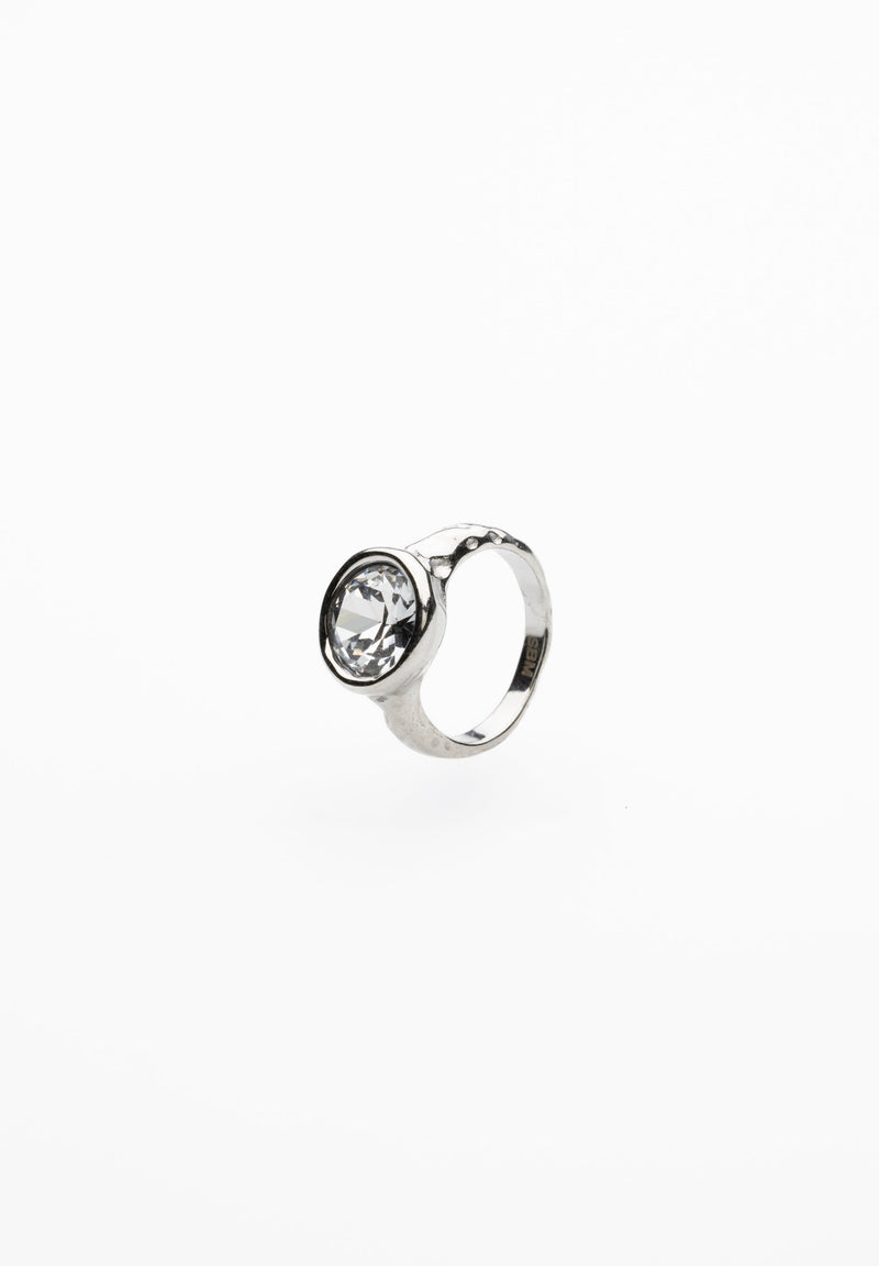 Bague Ronde En Cristal Blanc