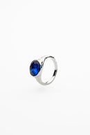 Bague Ovale En Cristal Bleu