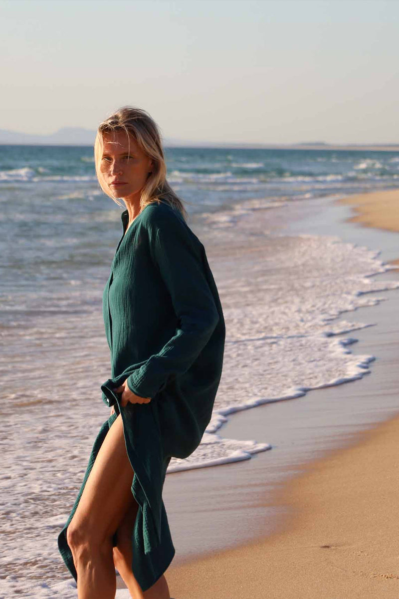 anja prêt à porter robe l'essentielle vert sapin fond shooting