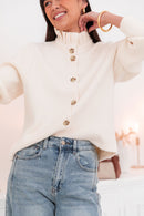 ANOUCK Écru - Cardigan Col Victorien