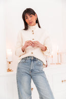ANOUCK Écru - Cardigan Col Victorien