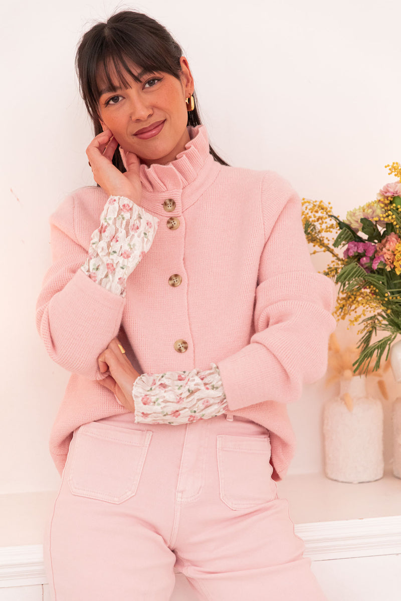 ANOUCK Rose - Cardigan Col Victorien