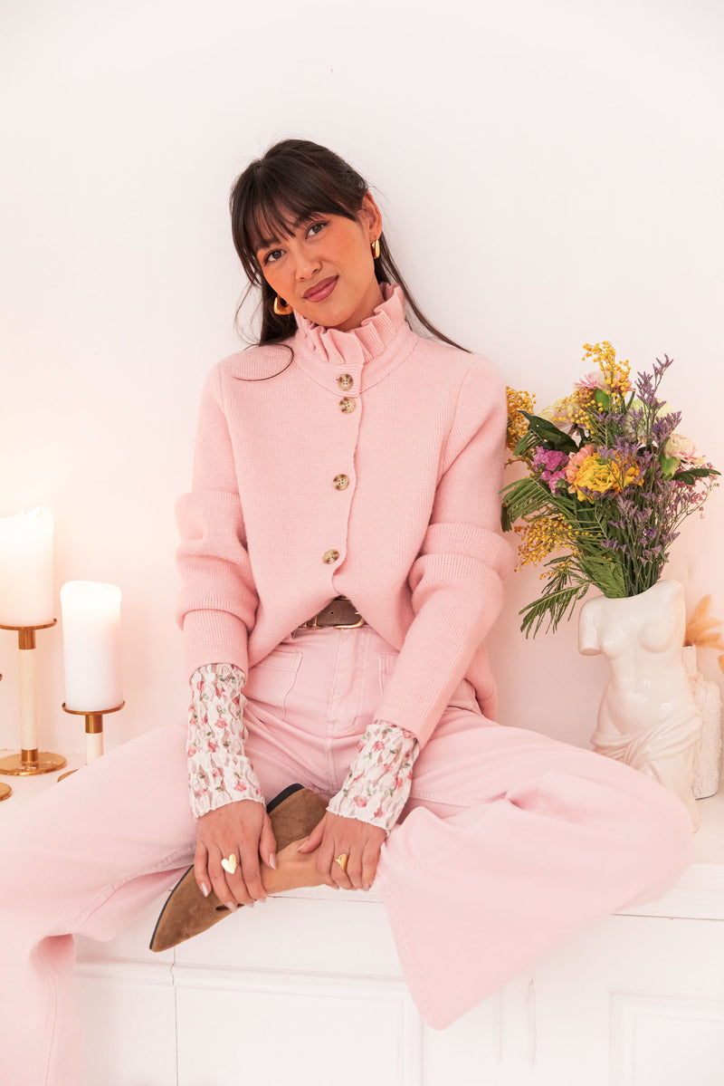 ANOUCK Rose - Cardigan Col Victorien