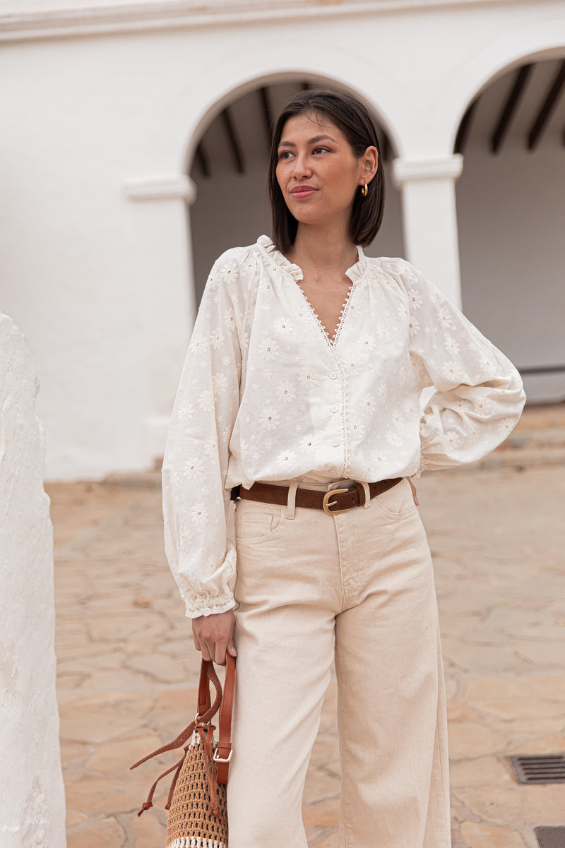 ANTHÉA Écrue - Chemise Brodée