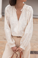 ANTHÉA Écrue - Chemise Brodée