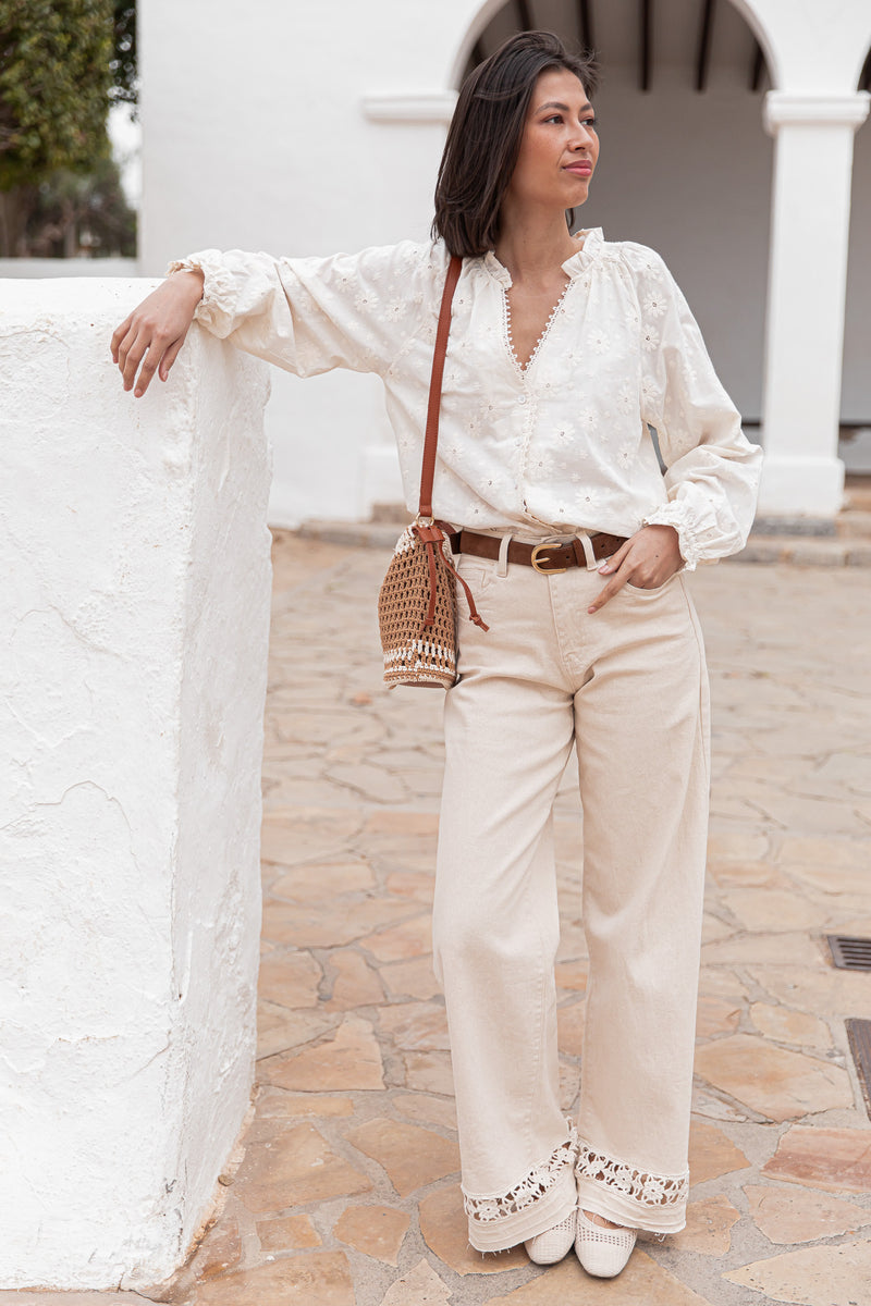 ANTHÉA Écrue - Chemise Brodée