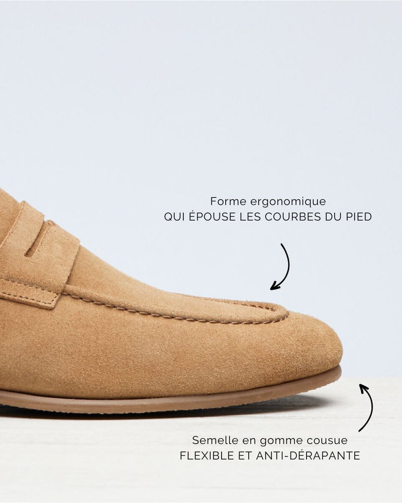 Penny Loafer Flex Antoine - Sand Suede - Rubber sole - Man