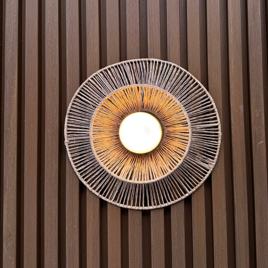 Dalia - Aplique inalámbrico - Ratán - Beige