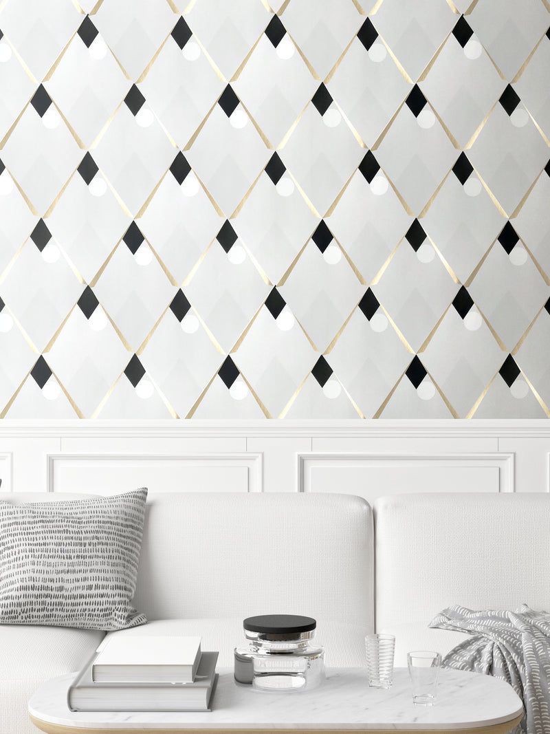 Papel pintado Arlequín - Ceniza dorada