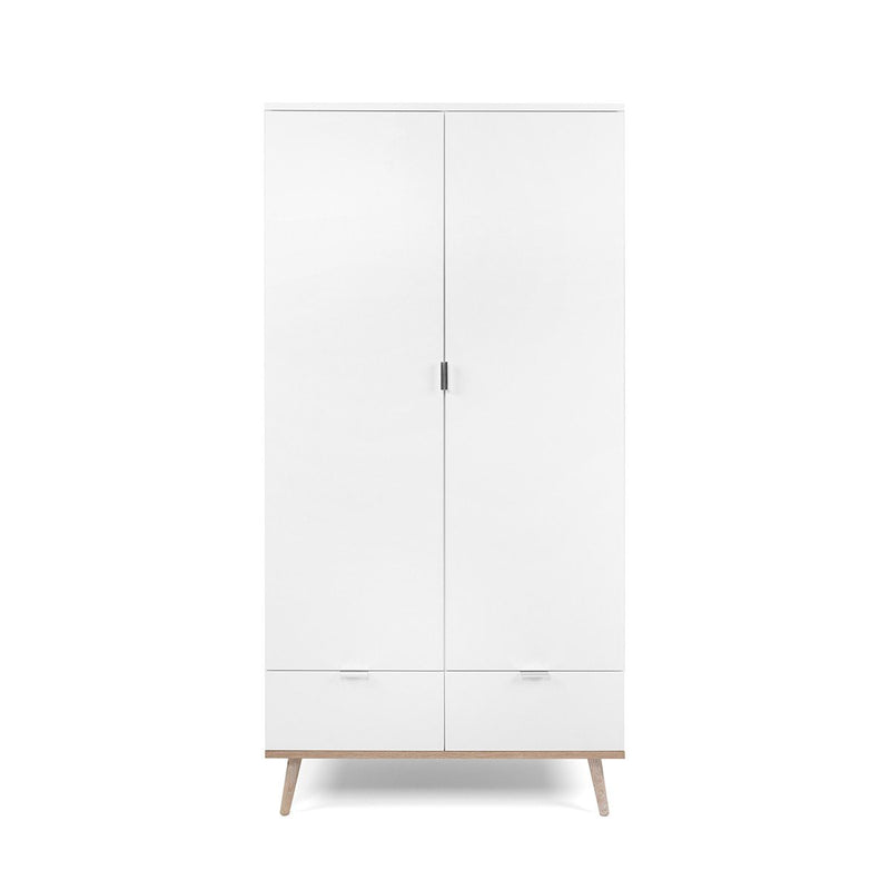 Armoire 2 Portes 2 Tiroirs Avec Penderie - Copenhague - Blanc