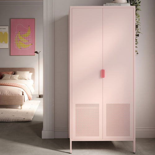 Adel - Armoire 2 Portes - Métal - Rose blush
