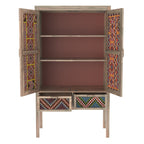 Massaï - 2 Door 2 Drawer Wardrobe In Mango Wood And Colored Canework