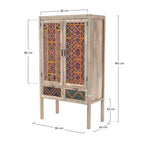 Massaï - 2 Door 2 Drawer Wardrobe In Mango Wood And Colored Canework