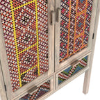 Massaï - 2 Door 2 Drawer Wardrobe In Mango Wood And Colored Canework