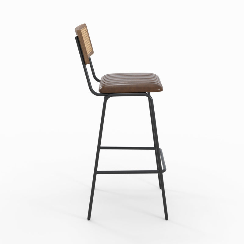 Chaise de bar Arsène 76 cm en cuir marron (lot de 2)