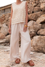 ASIANNA Beige - Pantalon Gaze De Coton