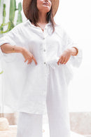 ASIANNA Blanc - Pantalon Gaze De Coton